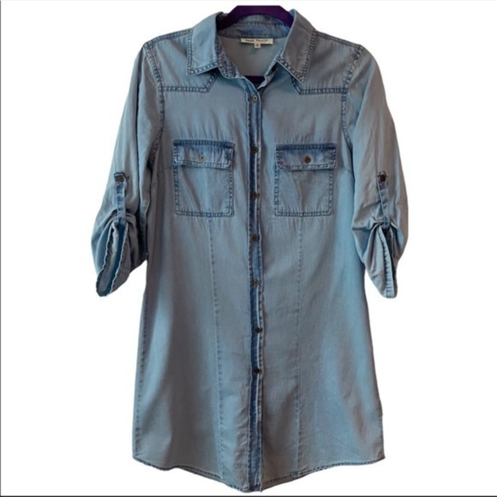 Speed Control New York Chambray‎ 3/4 Sleeve Shirt Dress   Sz S